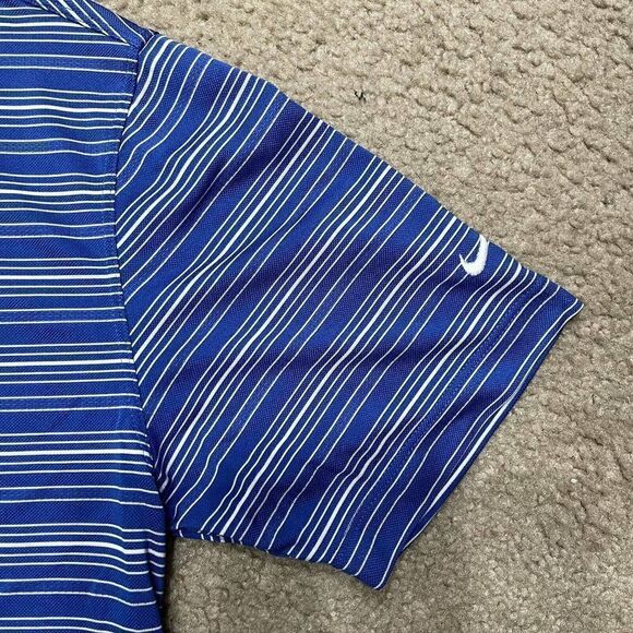 Nike Golf Dri-Fit Blue White Striped Blend Golf Polo Shirt Mens Size Medium - Picture 4 of 7